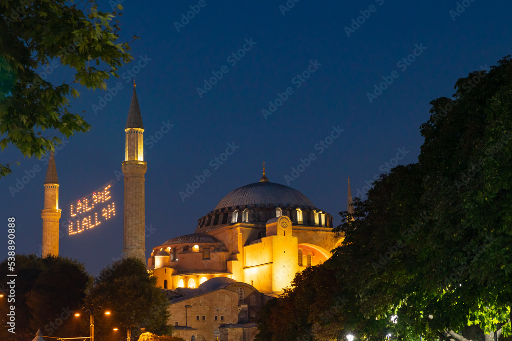 Hagia Sophia or Ayasofya Mosque at night. Islamic photo