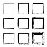 Rectangular vector frame. Vector black painted squares. Set of grunge square. Vector black painted squares. Vector illustration