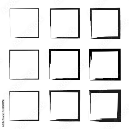 Grunge frames vector set. Grunge ink illustration. Set of design elements. Grungy old texture. Dirty grunge design frames