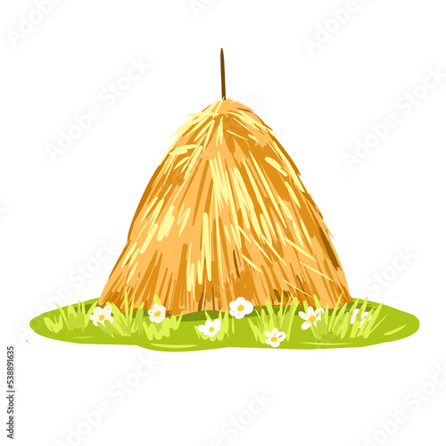 Valokuvatapetti Illustration of a haystack in a meadow