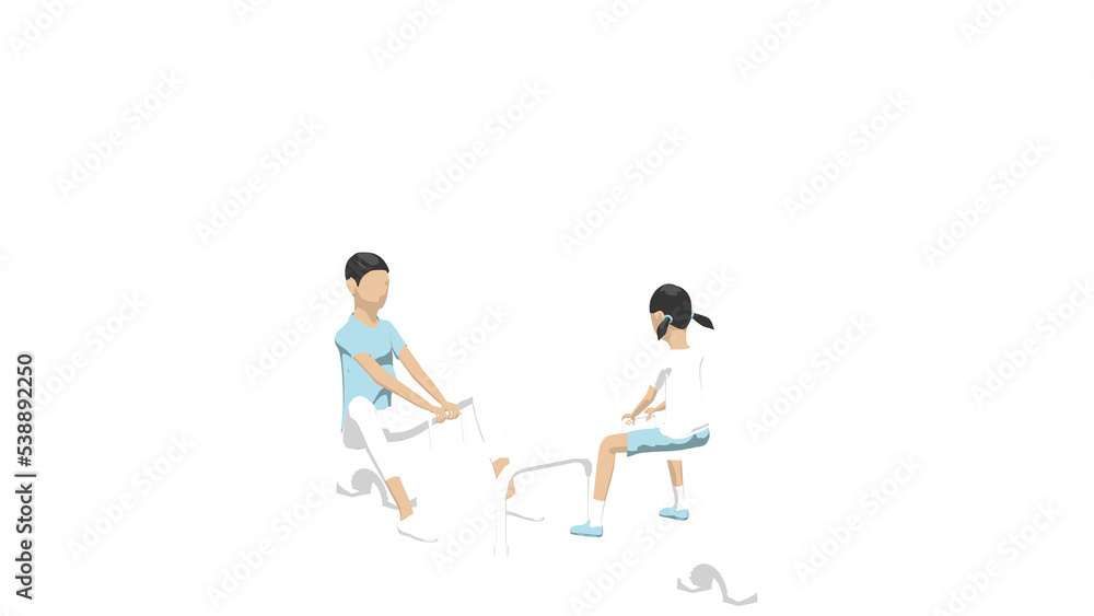 シーソーで遊ぶ親子のシンプルなイラスト シーソーで遊ぶ親子のシンプルなイラスト