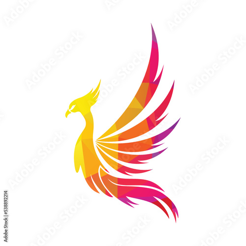 Phoenix Logo flying bird abstract design vector template.