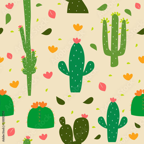 seamless pattern of cactus and succulents great for gift wrapping and others.