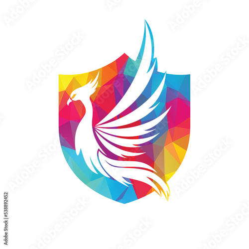 Phoenix Logo flying bird abstract design vector template.