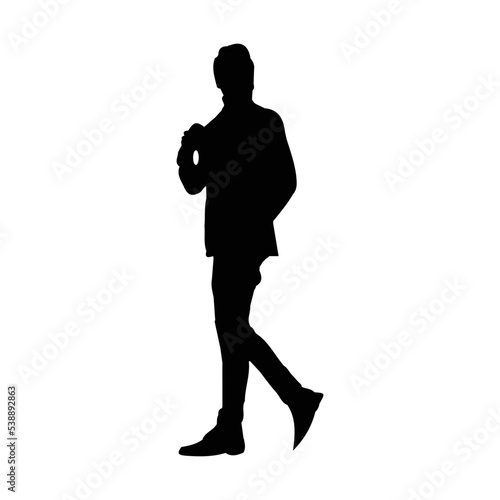 vector silhouette of people walking black color isolated on white background