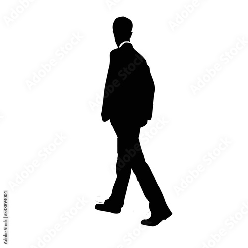 vector silhouette of people walking  black color isolated on white background