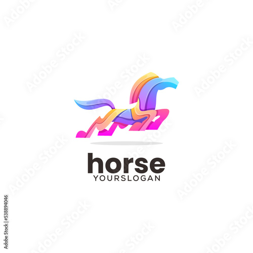 Vector logo illustration horse gradient colorful style
