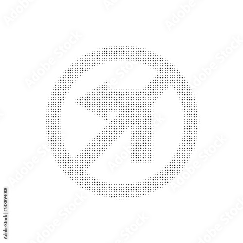 The no left turn symbol filled with black dots. Pointillism style. Vector illustration on white background