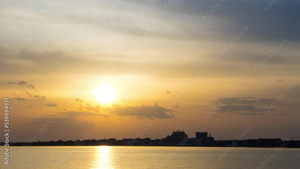 View of the reflection in the Black Sea against the background of the sky and sunset View of the reflection in the Black Sea against the background of the sky and sunset