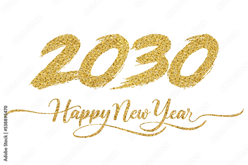 2030 Happy New Year in golden design, Holiday greeting card design. 2030 Happy New Year in golden design, Holiday greeting card design.