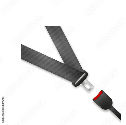 Seat Belt. Safety of movement on car, airplane. Protection driver and passengers. Fastened buckle symbol.