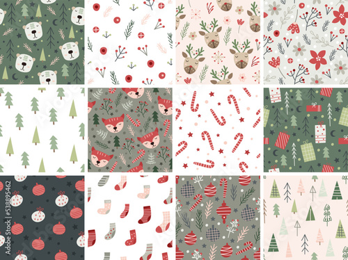 Set of Christmas Pattern designs. Vector illustration.