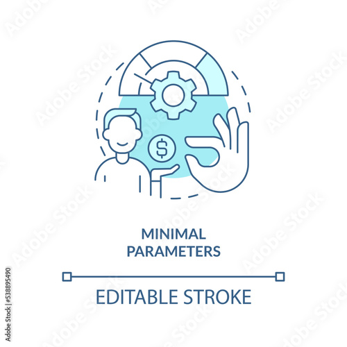 Minimal parameters turquoise concept icon. Engaging donations. Psychology effect abstract idea thin line illustration. Isolated outline drawing. Editable stroke. Arial, Myriad Pro-Bold fonts used