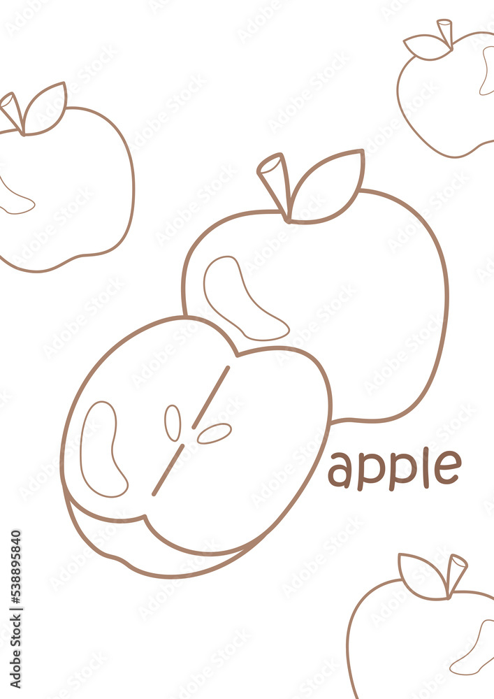 Alphabet A For Apple Coloring Pages A4 for Kids and Adult