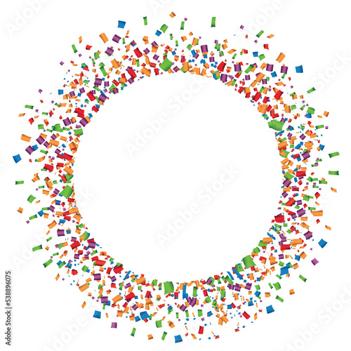 Holiday background with flying confetti, Party confetti pieces and circle