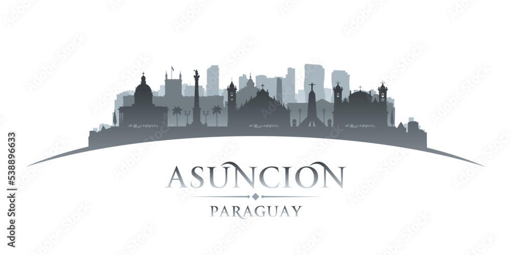 Asuncion Paraguay city silhouette white background