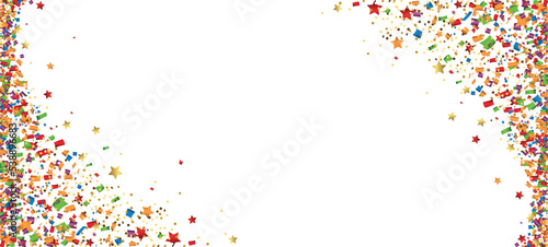 Holiday background with flying confetti, Party confetti pieces for celebration