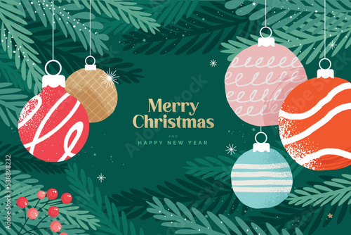 Christmas and New Year 2023 greeting card. Modern vector illustration concept for greeting card, website and mobile website banner, party invitation card, posters, social media banners.