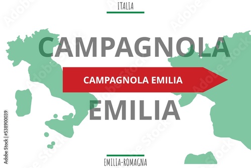 Campagnola Emilia: Illustration mit dem Namen der italienischen Stadt Campagnola Emilia photo