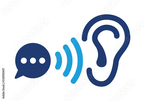 Active listening vector icon illustration. Communication skill concept. photo