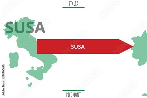 Fotografija Susa: Illustration mit dem Namen der italienischen Stadt Susa