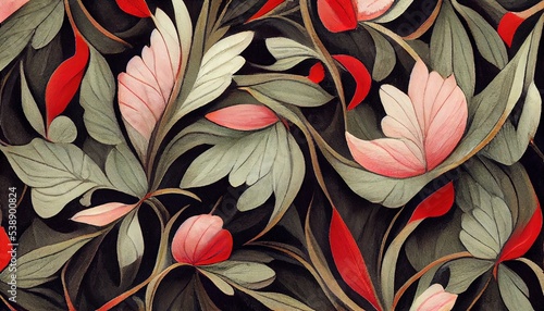 very elaborate dense foliage art nouveau pattern