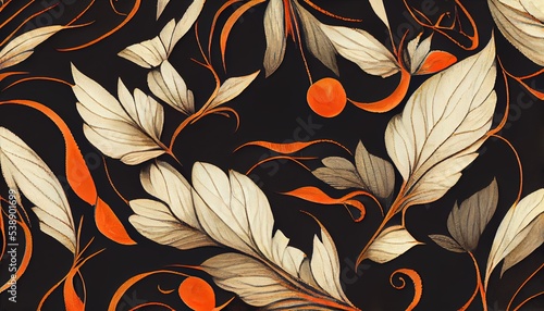 very elaborate dense foliage art nouveau pattern