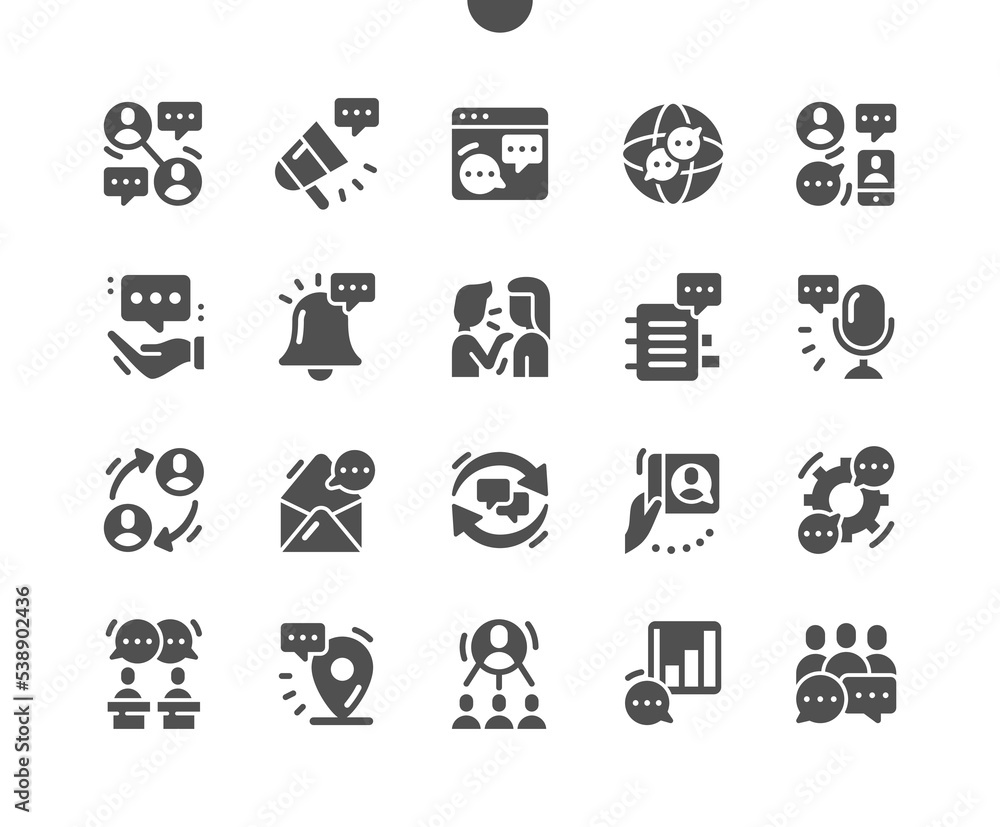 Discussion. Speech bubble. Dialogue, message and video call. Talking, speak, communication and connection. Vector Solid Icons. Simple Pictogram Discussion. Speech bubble. Dialogue, message and video call. Talking, speak, communication and connection. Vector Solid Icons. Simple Pictogram