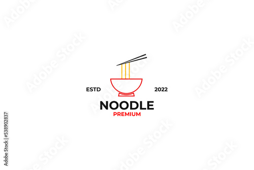 Ramen noodle logo design vector template illustration