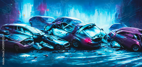 Artistic concept painting of a car crash , background illustration.