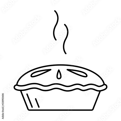 Pie. Autumn food icon in line style. Isolated vector illustration.