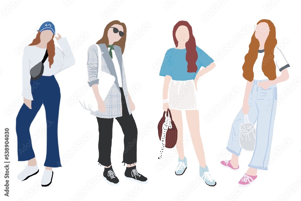 Fototapeta premium woman cartoon cute illustration portrait