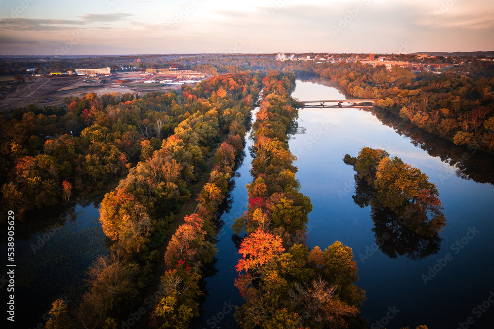 Drone Autumn Sunrise in Princeton
