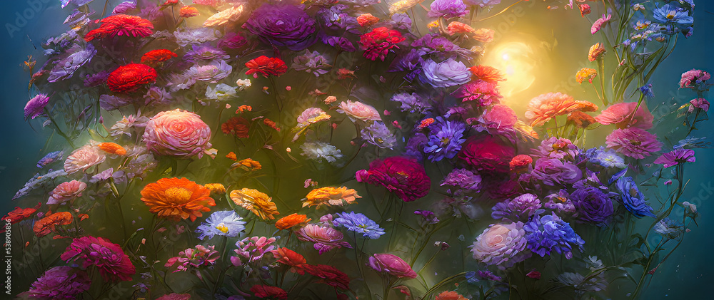 Artistic painting concept of Flowers illustration Natural colors, digital art style, illustration background 