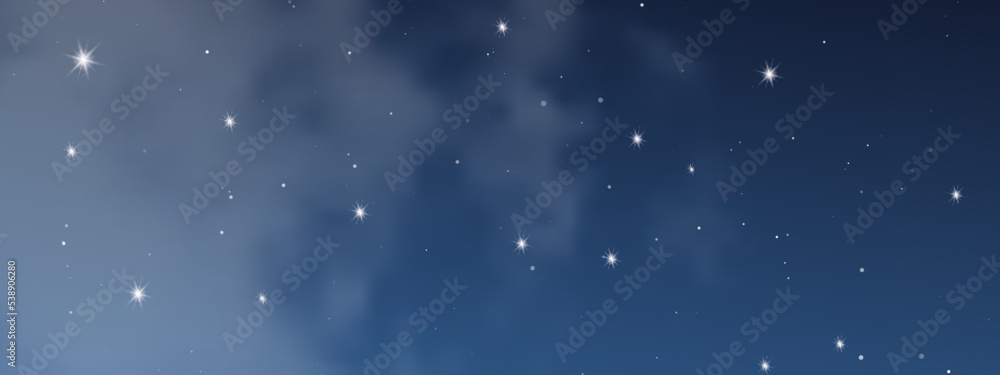 Fototapeta premium Night sky with clouds and many stars