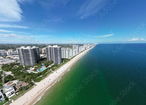 Fort Lauderdale aerial shot of buildings and beach