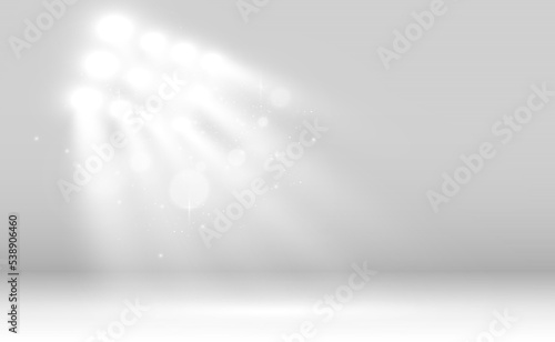 White scene on with spotlights. Vector illustration.	