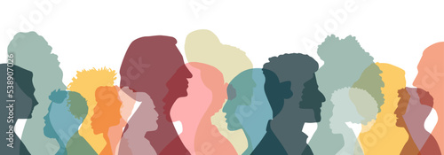 People stand side by side together. Flat vector illustration.