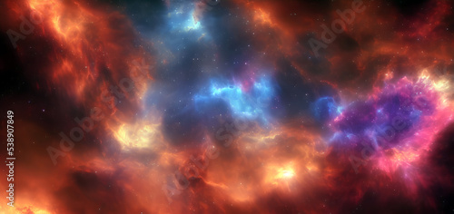 Space view with stars in the galaxy. Panorama universe filled with stars nebula and galaxy element background. 3D illustration