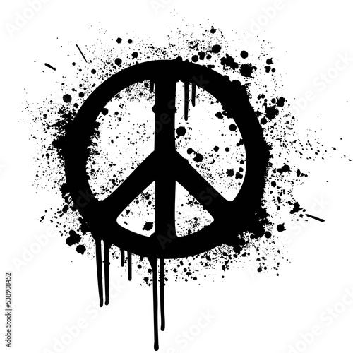 Pacific symbol in graffiti style. Vector monochrome illustration isolated on white background.