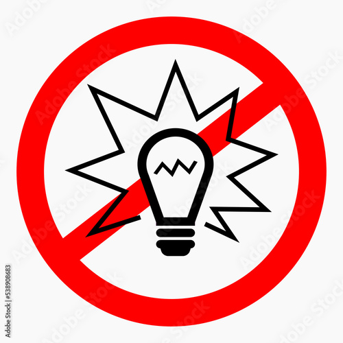 No Lamp. Do not turn on the light. Do not shine Vector icon.