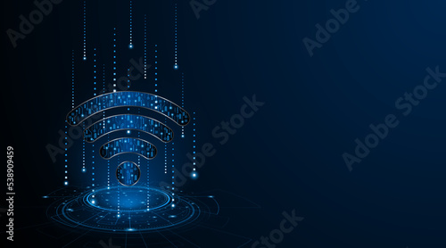 Abstract wifi symbol. Concept of circuit board technology, internet signal or wireless connection. vector illustration

