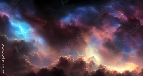 Space scene with stars in the galaxy. Panorama universe filled with stars, nebula and galaxy element background. 3D illustration