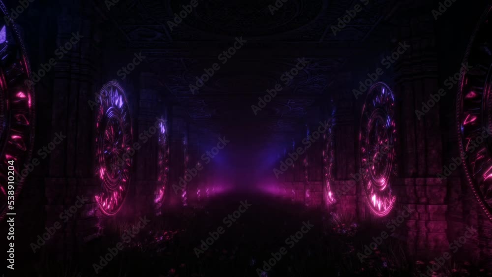Trippy Tunnel with flickering blue and pink lights 3D pattern vj loop ...