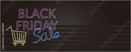 Black Friday concept neon lettering graphic illustration. Black Friday sale decoration background. Vector illustration. Neon sigh graphic for Black Friday promotion.