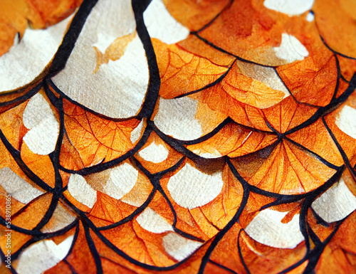 Colored texture geometric shapes in autumn style on white background.