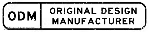 Grunge black ODM Original design manufacturer word square rubber seal stamp on white background