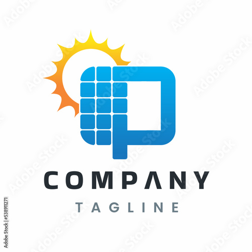 Letter Q Solar Energy Logo, Solar Power Panel Design