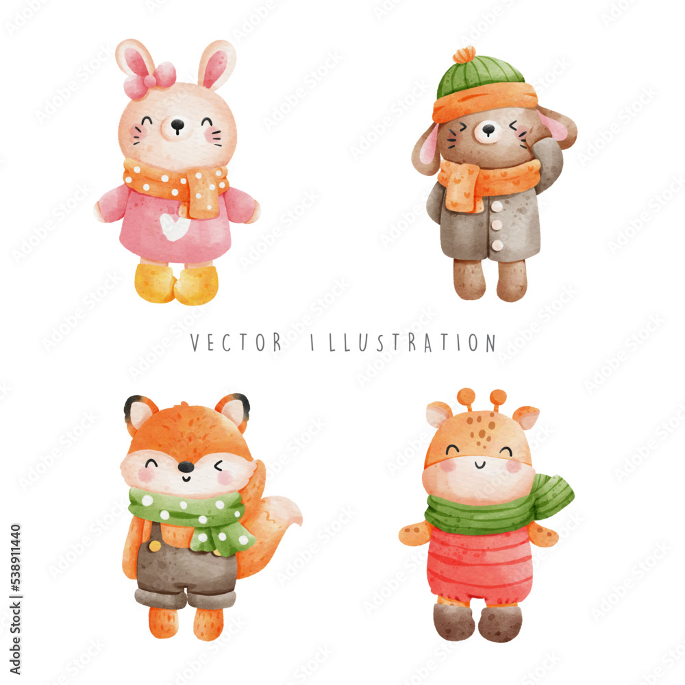 Obraz premium Autumn woodland animal, vector illustration
