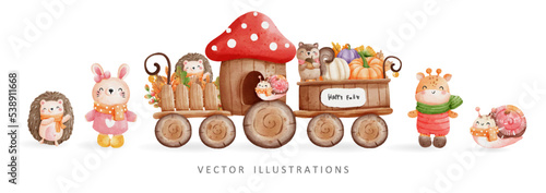 Autumn woodland animal, vector illustration